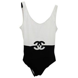 Chanel 19S Black White CC Logo Split One Piece